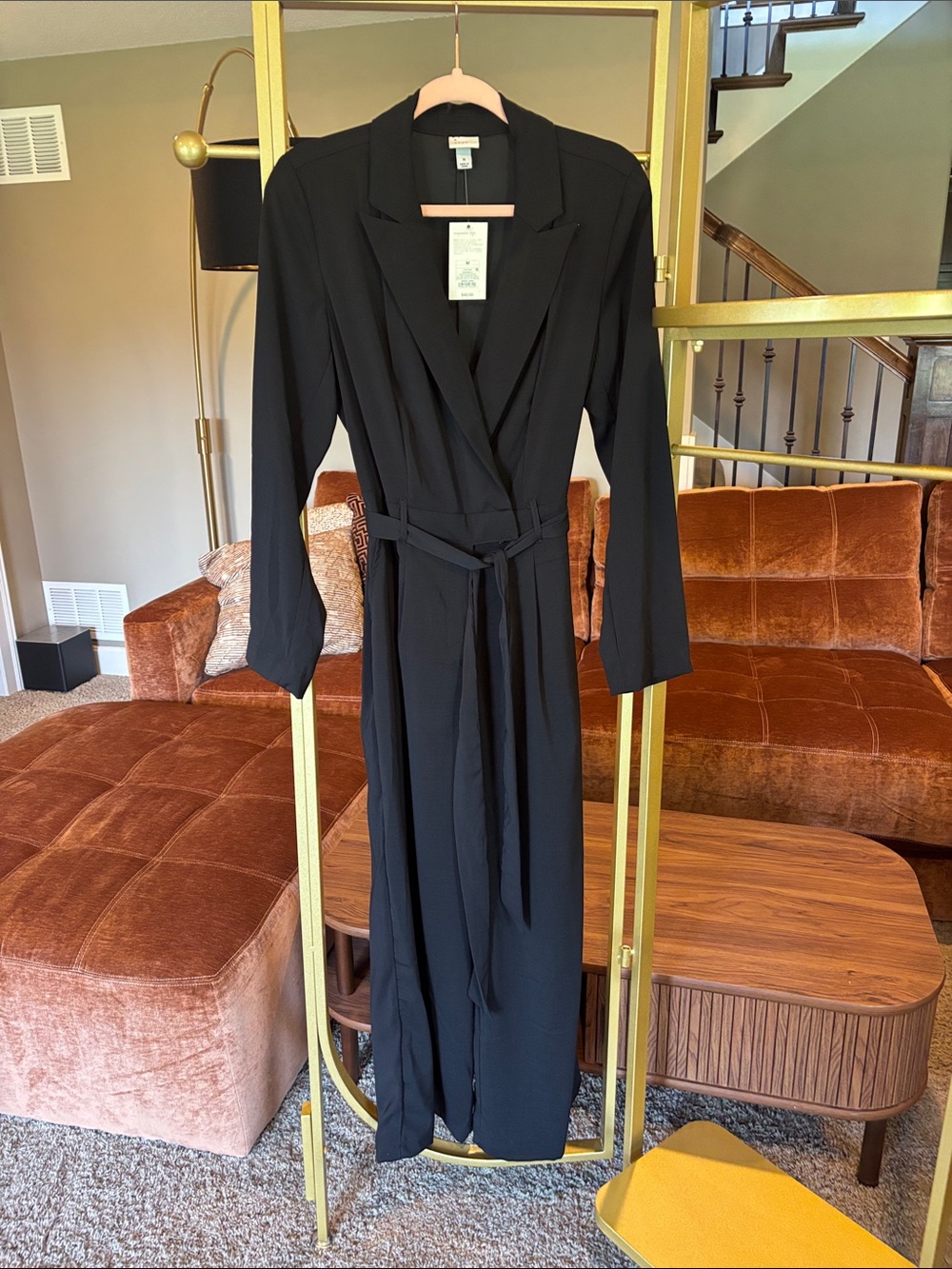 Black Wrap Jumpsuit with Belt